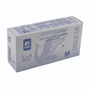 Перчатки смотровые нитриловые Inekta неопудреные голубые M 50 пар