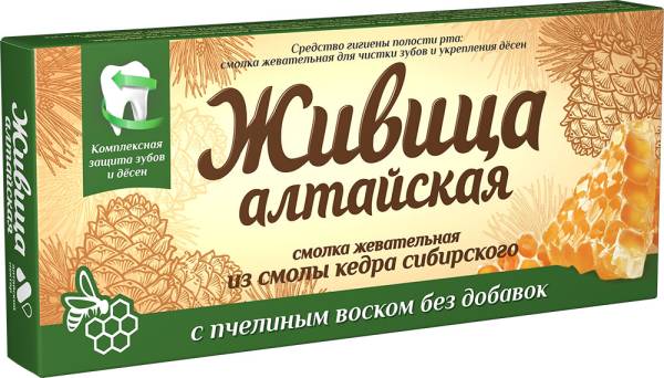 Смолка жевательная Живица Алтайская с пчелиным воском, кедровая Алтайский Нектар 4шт фотография